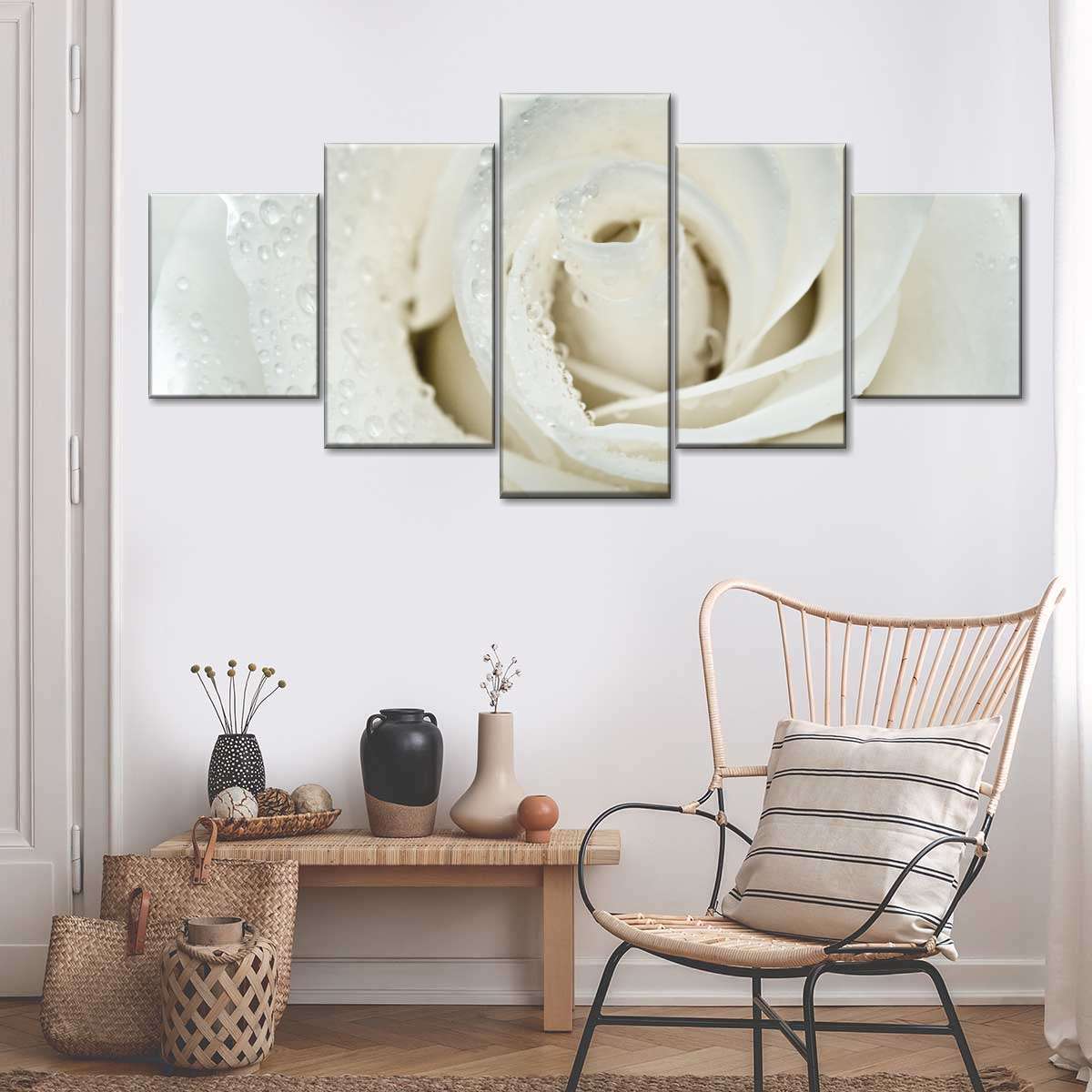 White Rose Close Up Wall Art