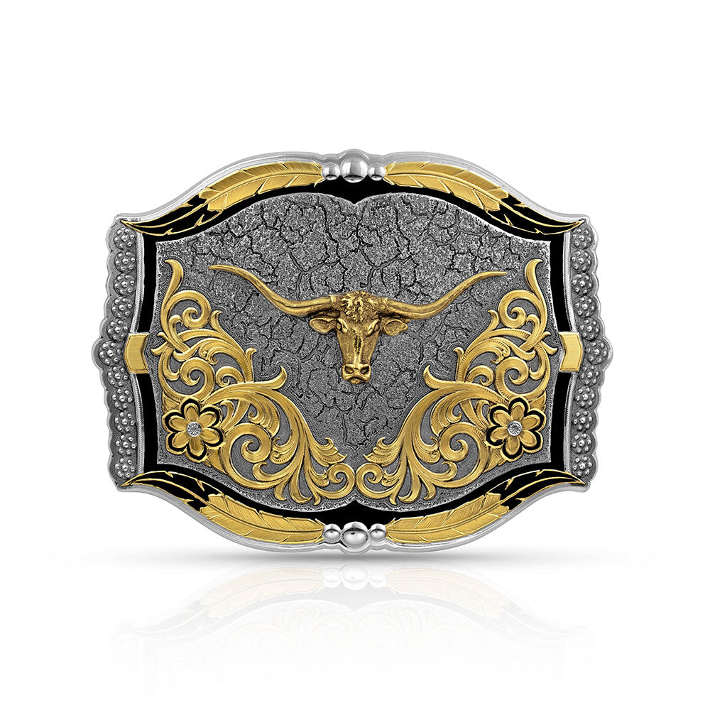 43810-771 Cracked Dirt Longhorn Buckle by Montana Silversmiths