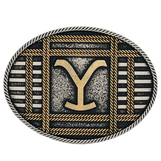 a912yel Yellowstone Squared Up Oval Belt Buckle