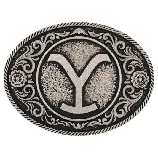 a914yel Yellowstone Y Floral Filigree Buckle by Montana Silversmiths