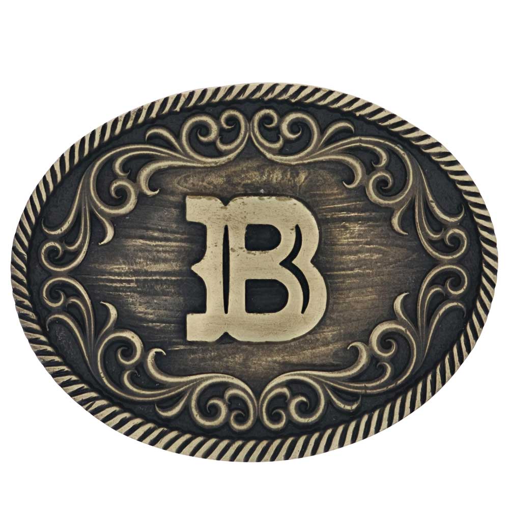 a915 Filigree Initial Attitude Buckle by Montana Silversmiths