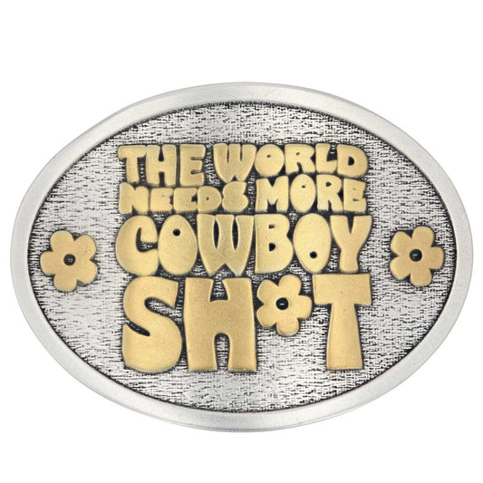 a924cst World Needs More Cowboy Attitude Buckle by Montana Silversmiths