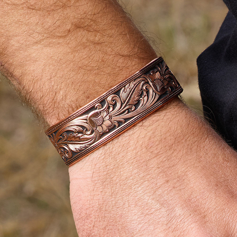 Men's Sterling and Leather Bracelet with Pave Diamonds — Cindy