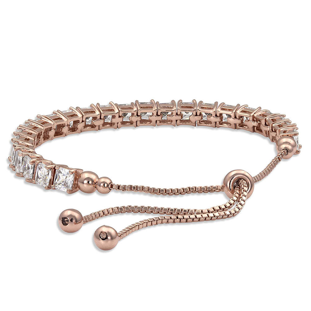 bc3873rg Squarely a Rose Gold Tennis Bolo Bracelet by Montana Silversmiths