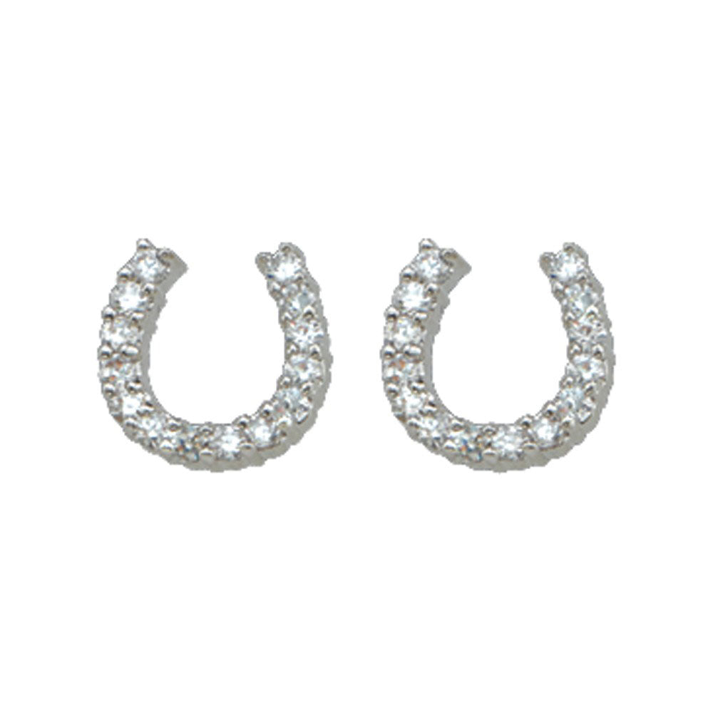 er1251 Small Crystal Horseshoe Earrings by Montana Silversmiths