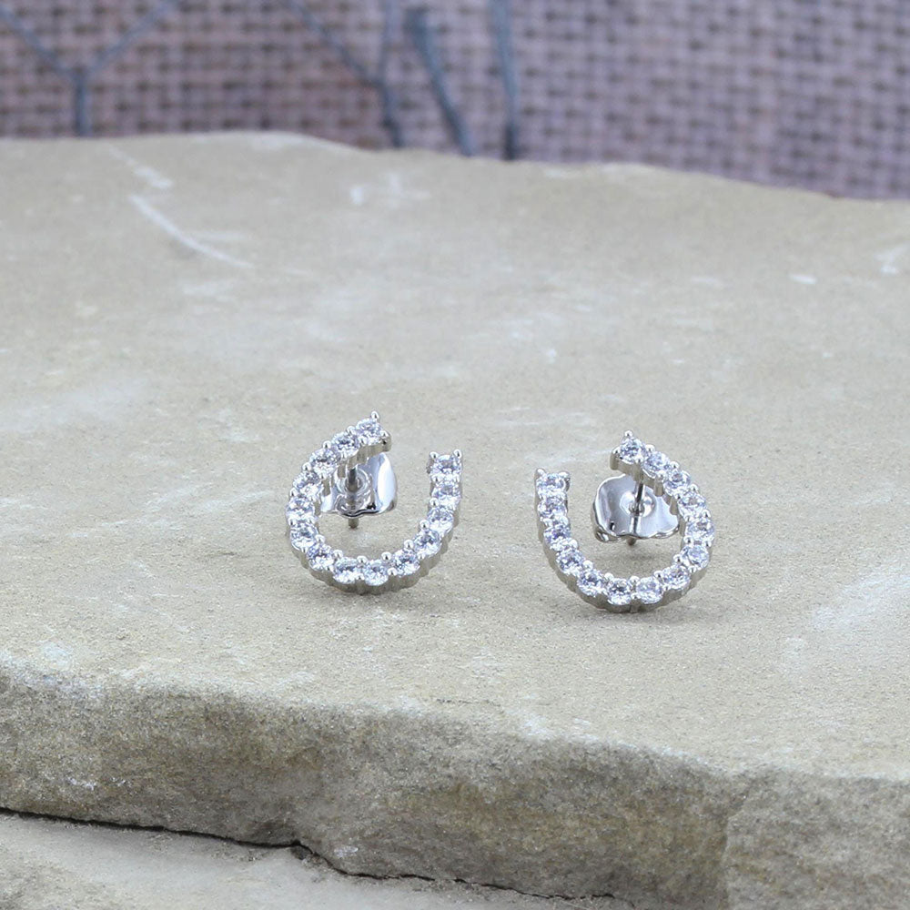 er1251 Small Crystal Horseshoe Earrings by Montana Silversmiths