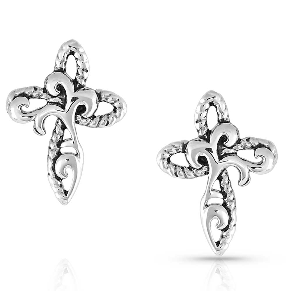 er5185 Hold Steady Faith Cross Earrings by Montana Silversmiths