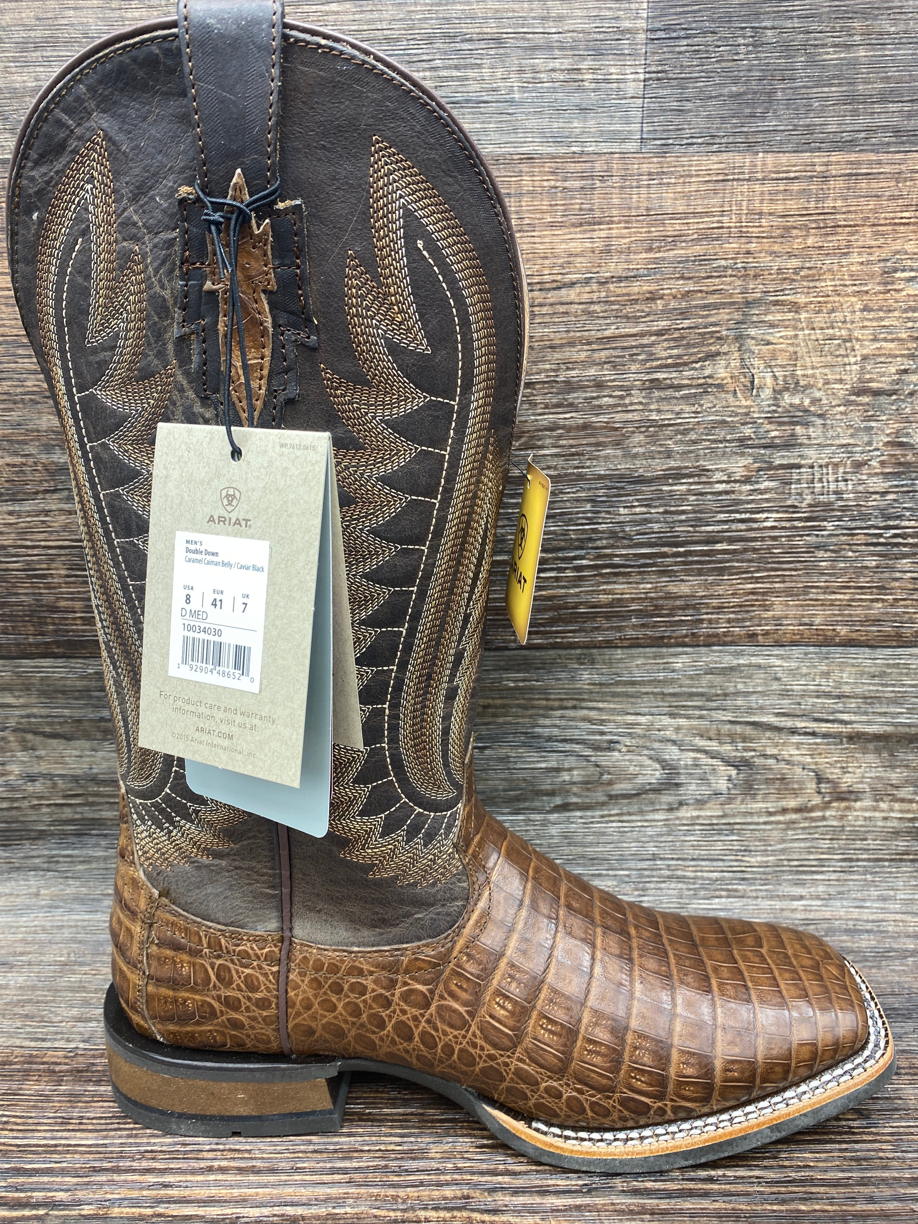 10034030 Men s Double Down genuine Caiman Square Toe by Ariat