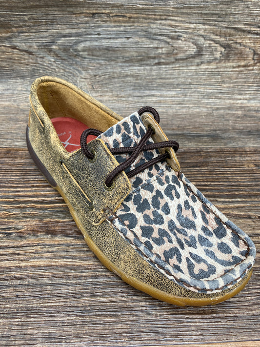 wdm0057 Women's Distressed Leopard Print Driving Moc by Twisted X