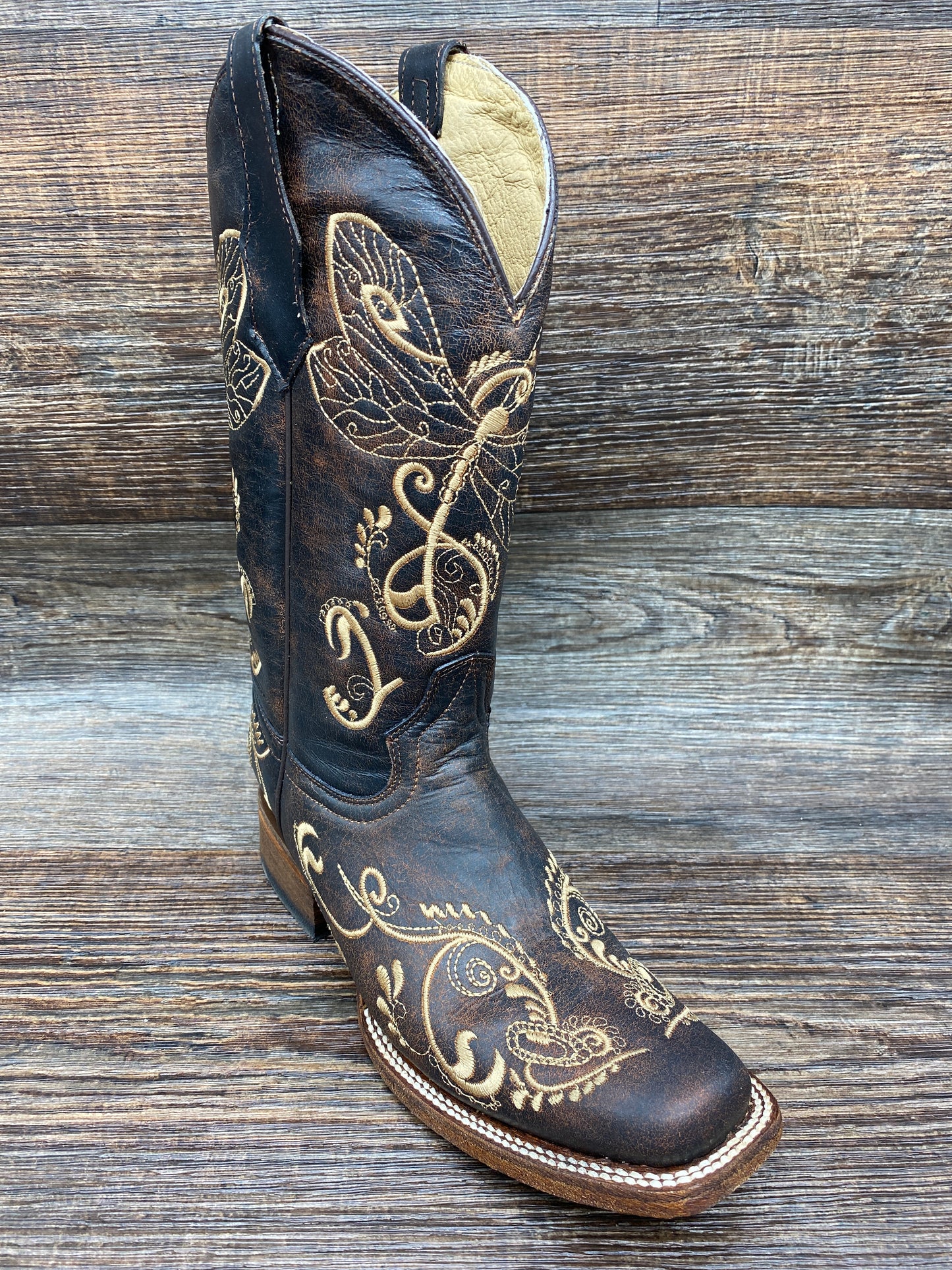 l5079 Ladies Circle-G Dragonfly Embroidered Square Toe Boot by Corral
