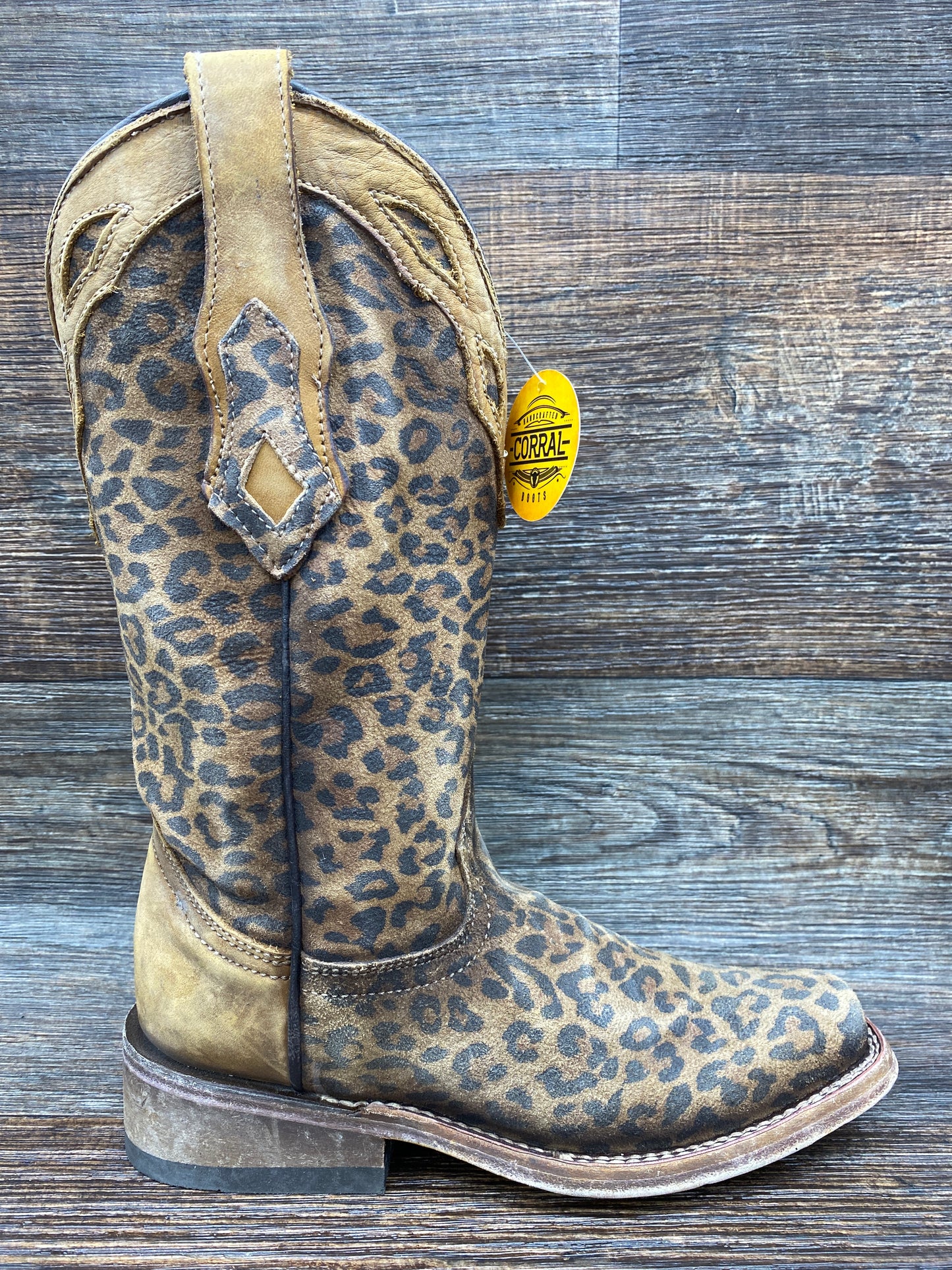 c3788 Women's Leopard Print Square Toe Western Boot by Corral
