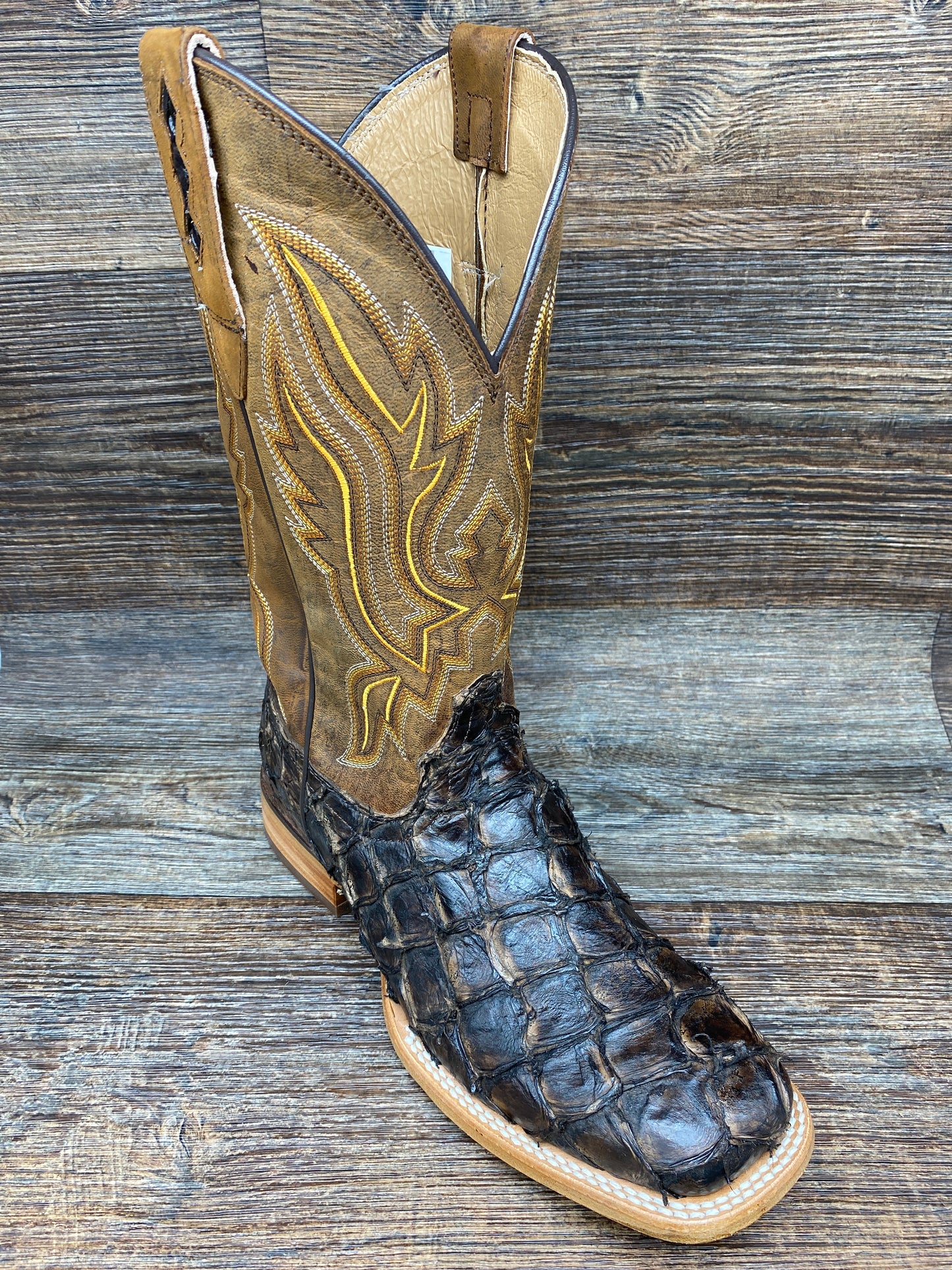 ddb0380 Men's Dark Brown Genuine Pirarucu Western Boots by Durango