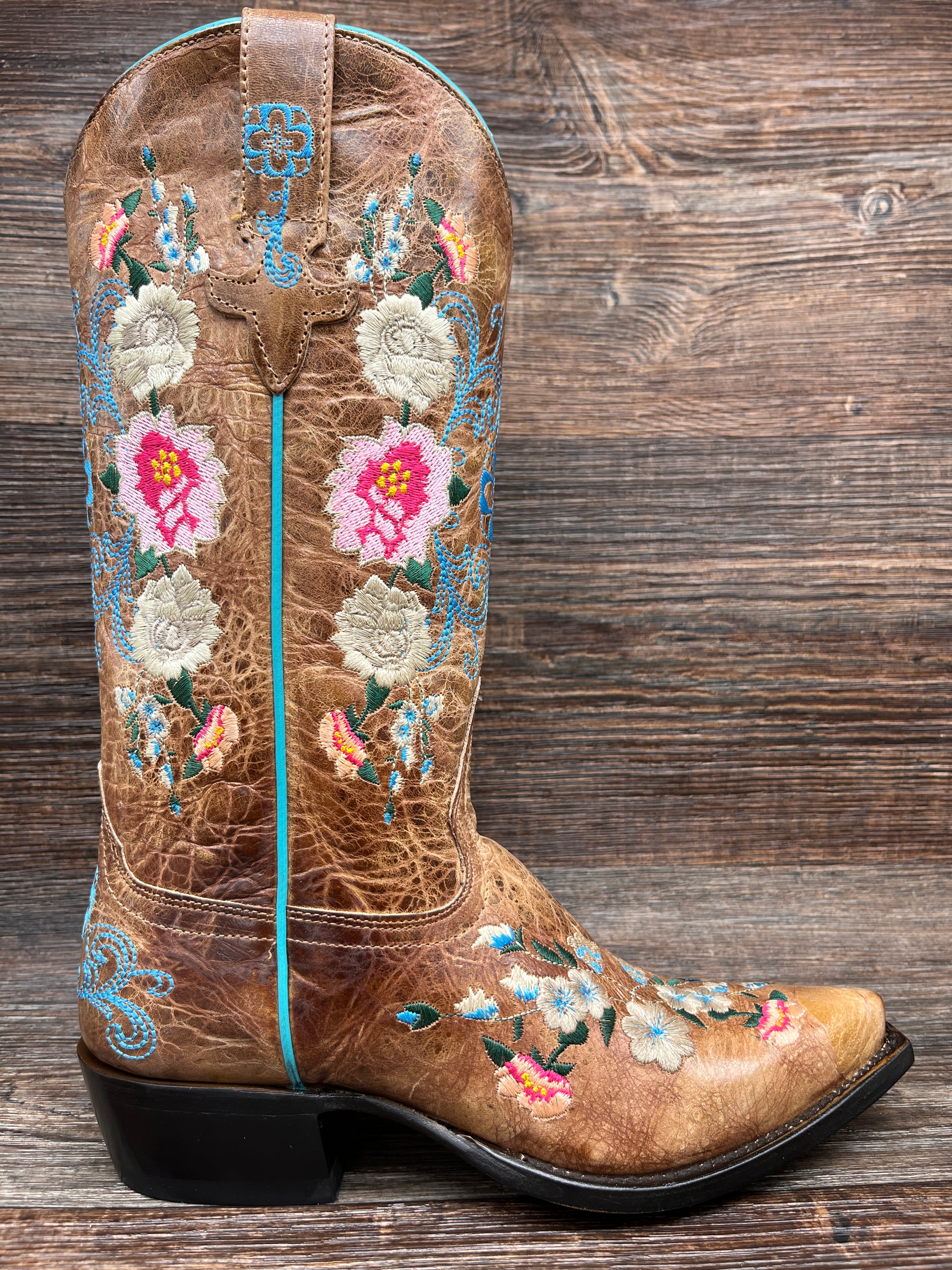 m8012 Ladies Floral Embroidery Snip Toe Western Boot by Macie Bean Rushing Boots