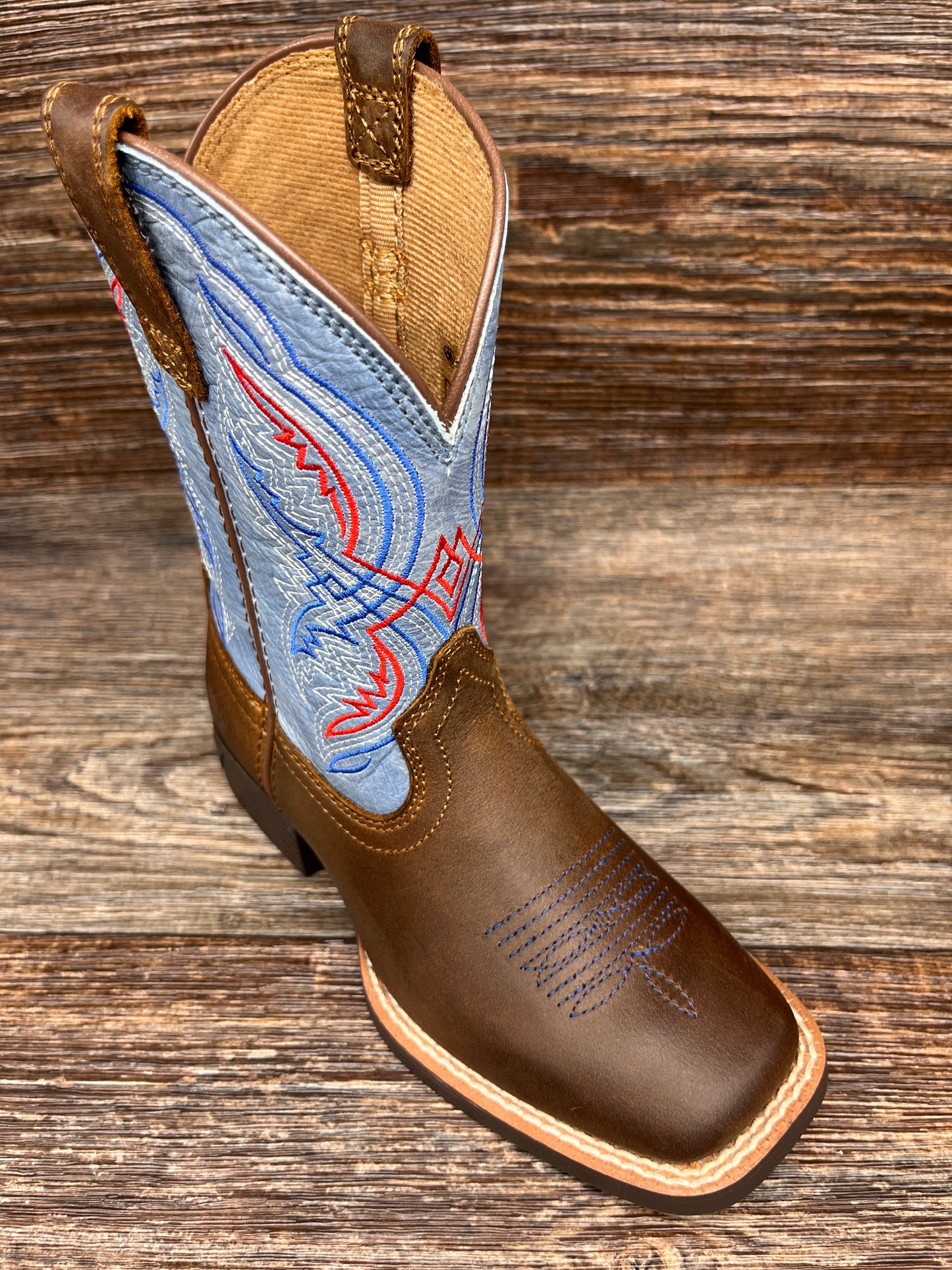 10040247 Kid's Double Kicker Square Toe Western Boot by Ariat
