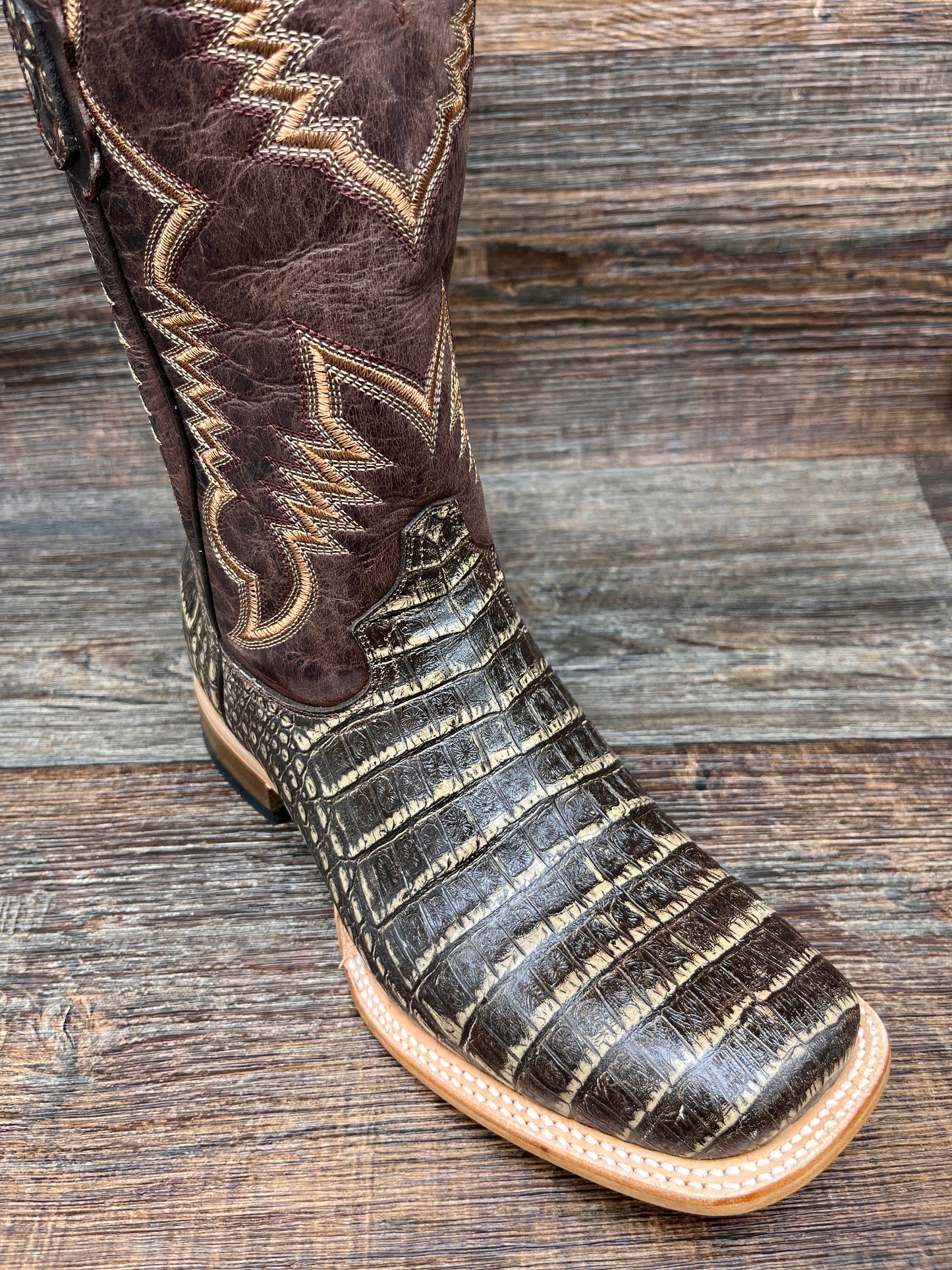 6150q Men's Alligator Print Square Toe Western Boot by Cowtown