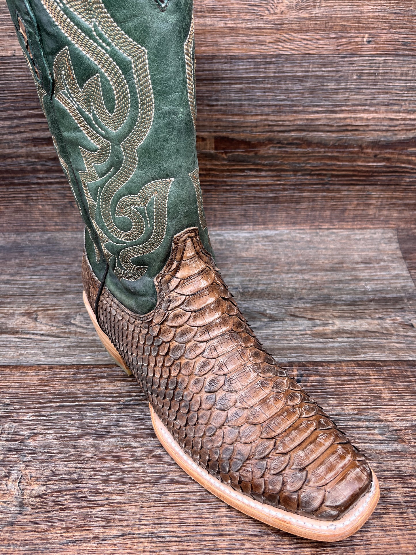 a4287 Men's Light Brown Square Toe Genuine Python Skin Boot by Corral