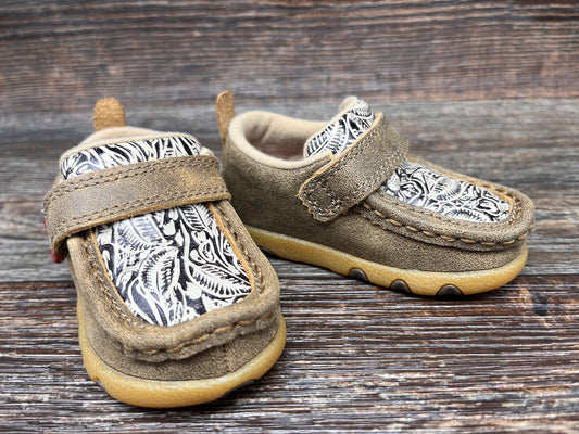 ica0030 Infant & Toddler Tooled Leather Driving Mocs by Twisted X