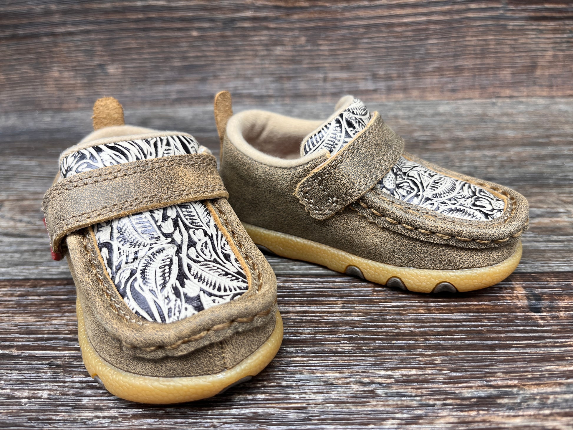 ica0030 Infant Toddler Tooled Leather Driving Mocs by Twisted X
