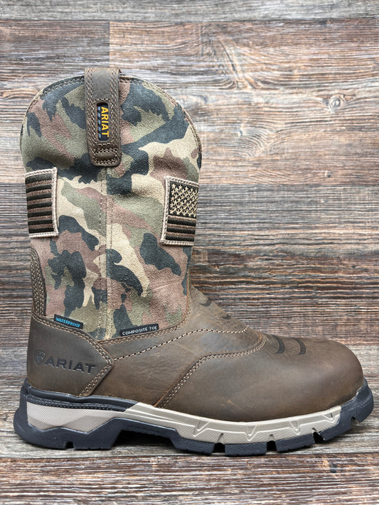 10029518 Men's Rebar Flex Patriot Waterproof Composite Safety Toe Work Boot by Ariat.