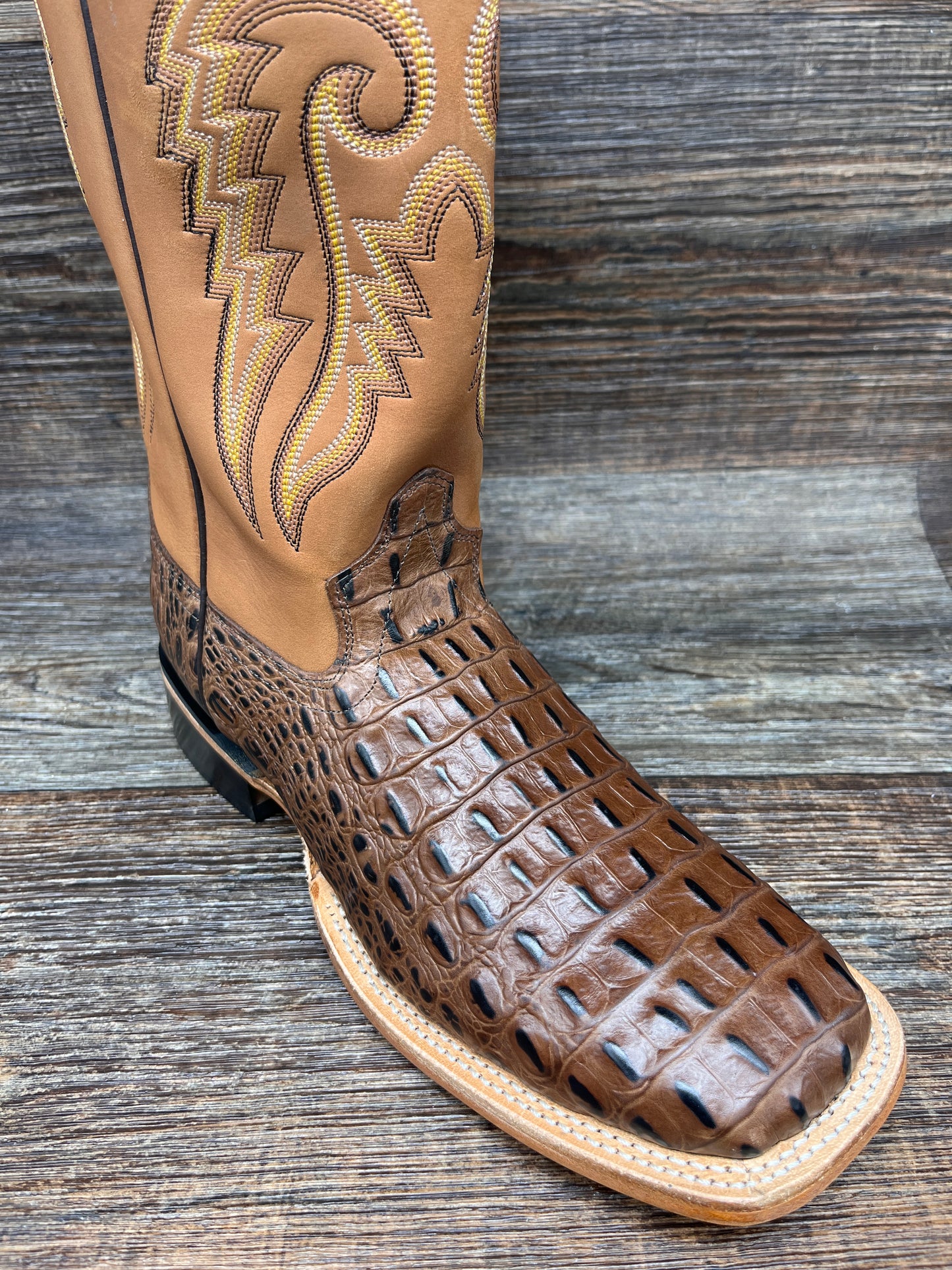 bsm1886 Men's Cowhide Alligator Print Square Toe Western Boots by Old West