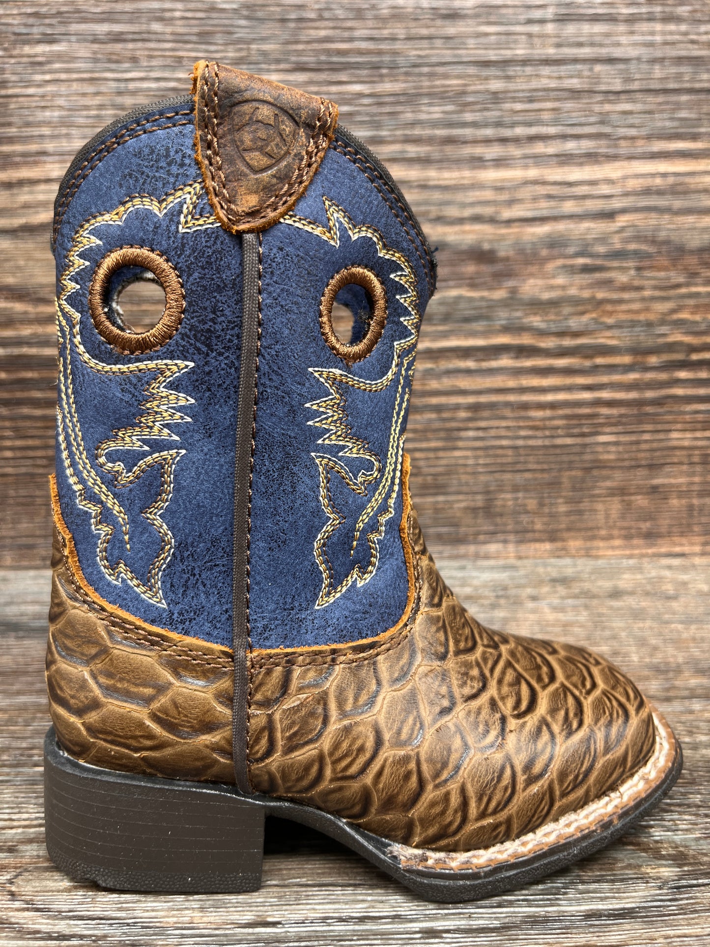 A441000202 Toddler's Ariat Orlando Fish Print Square Toe Western Boot by M&F Western Products