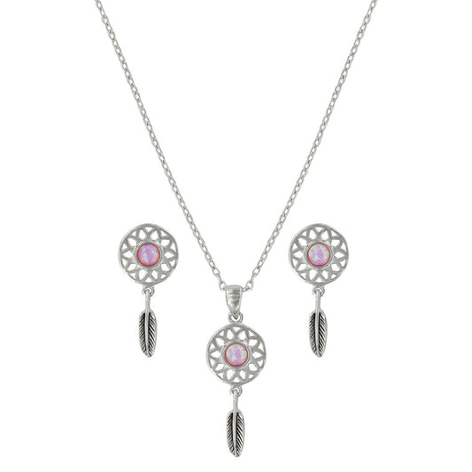 js3853 Pink Opal Dreamcatcher Jewelry Set by Montana Silversmiths