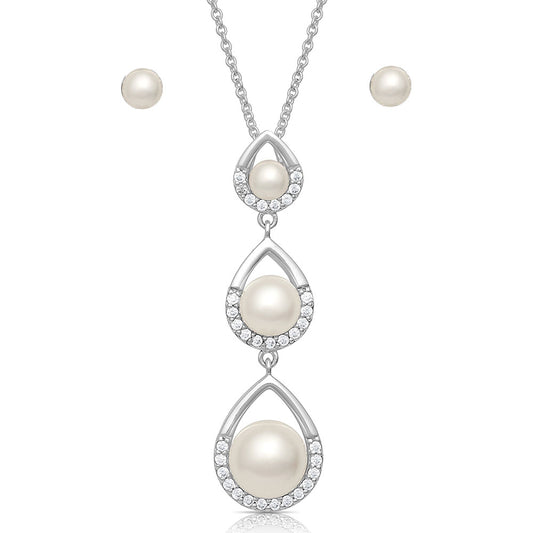 js4812 Pearl Teardrop Jewelry Set by Montana Silversmiths