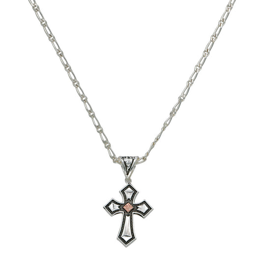 nc1161 Antique Copper Diamond Cross Necklace by Montana Silversmiths