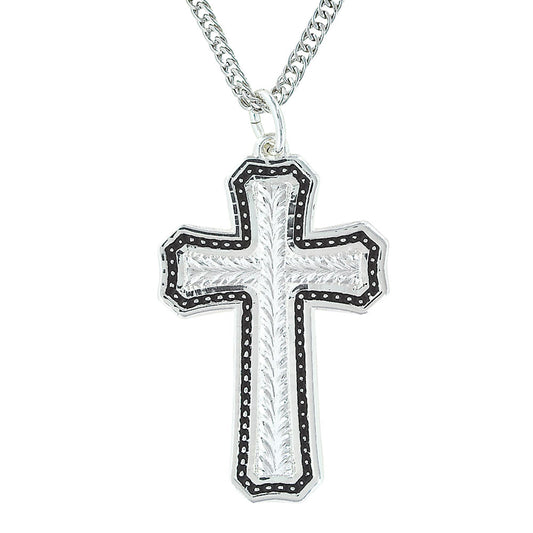 nc3110 Beaded Wheat Cross Necklace by Montana Silversmiths