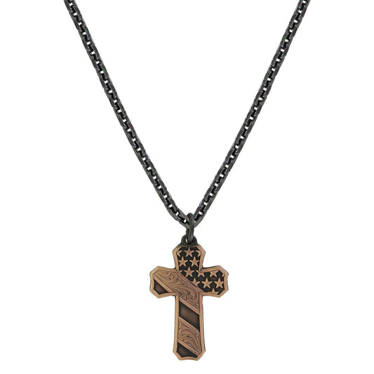 nc3771blb Faded Glory Cross Necklace by Montana Silversmiths