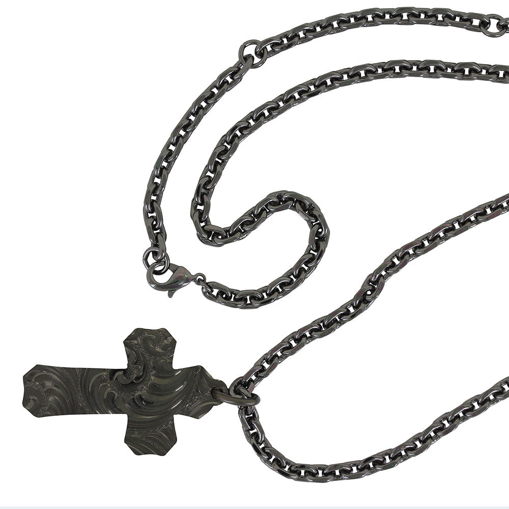 nc3771blb Faded Glory Cross Necklace by Montana Silversmiths